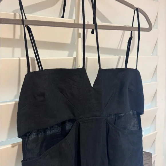 RUMER NWT Freya Black Linen Cut Out Maxi Dress M Reverie - Picture 10 of 13